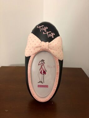 Malden Black Tap Shoe Photo Frame with Pink Polka-Dot Bow for 3.5x5 pictures